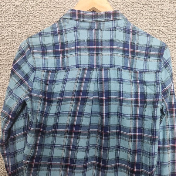 HOLLISTER Women's Blue Green Plaid Long Sleeve 3/4 Button Down Shirt Size XS - Picture 5 of 6